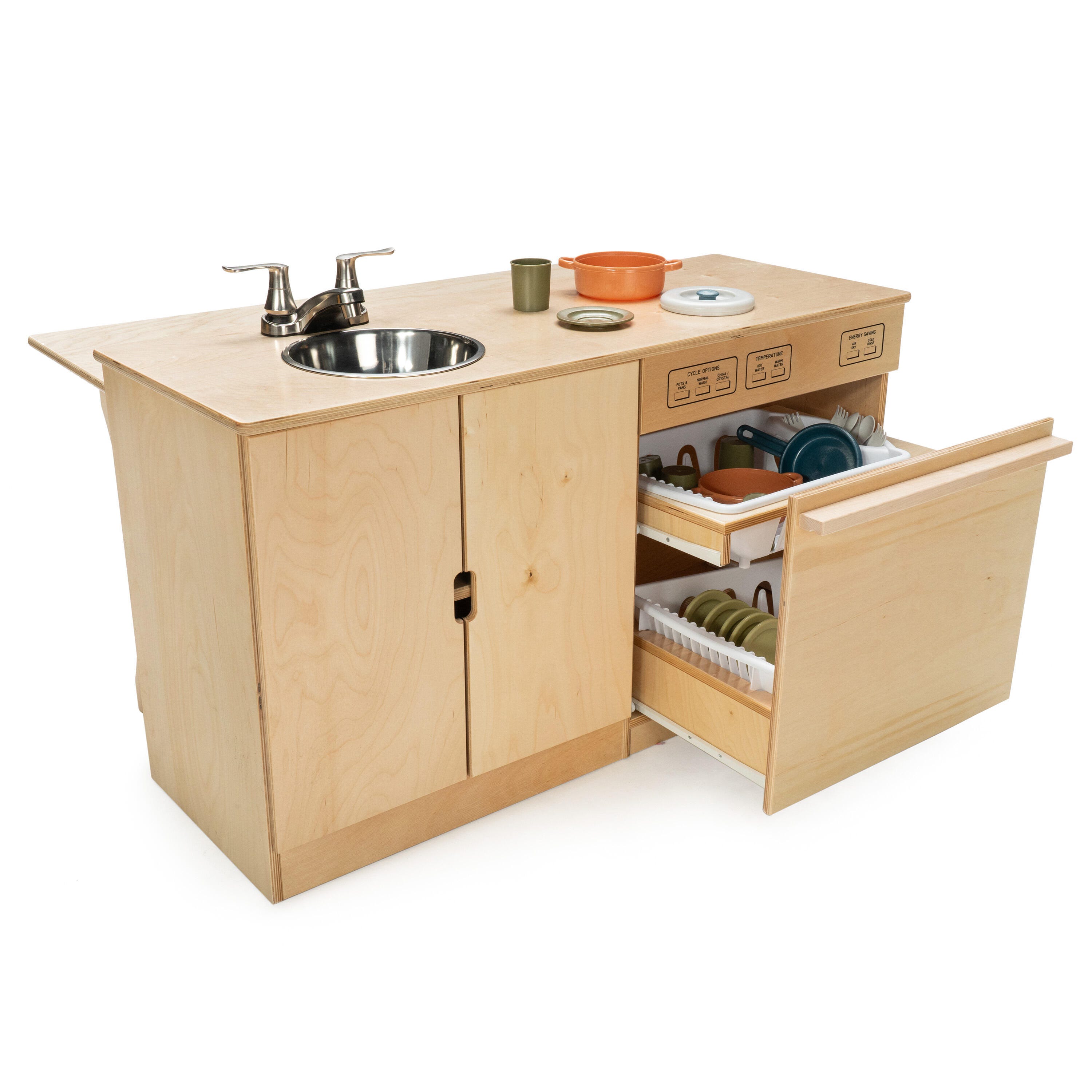 Childcraft Modern Kitchen Sink and Dishwasher Combo Play Kitchen, Wooden, 43-1/2 x 29-3/4 x 24-3/8 Inches 1491222